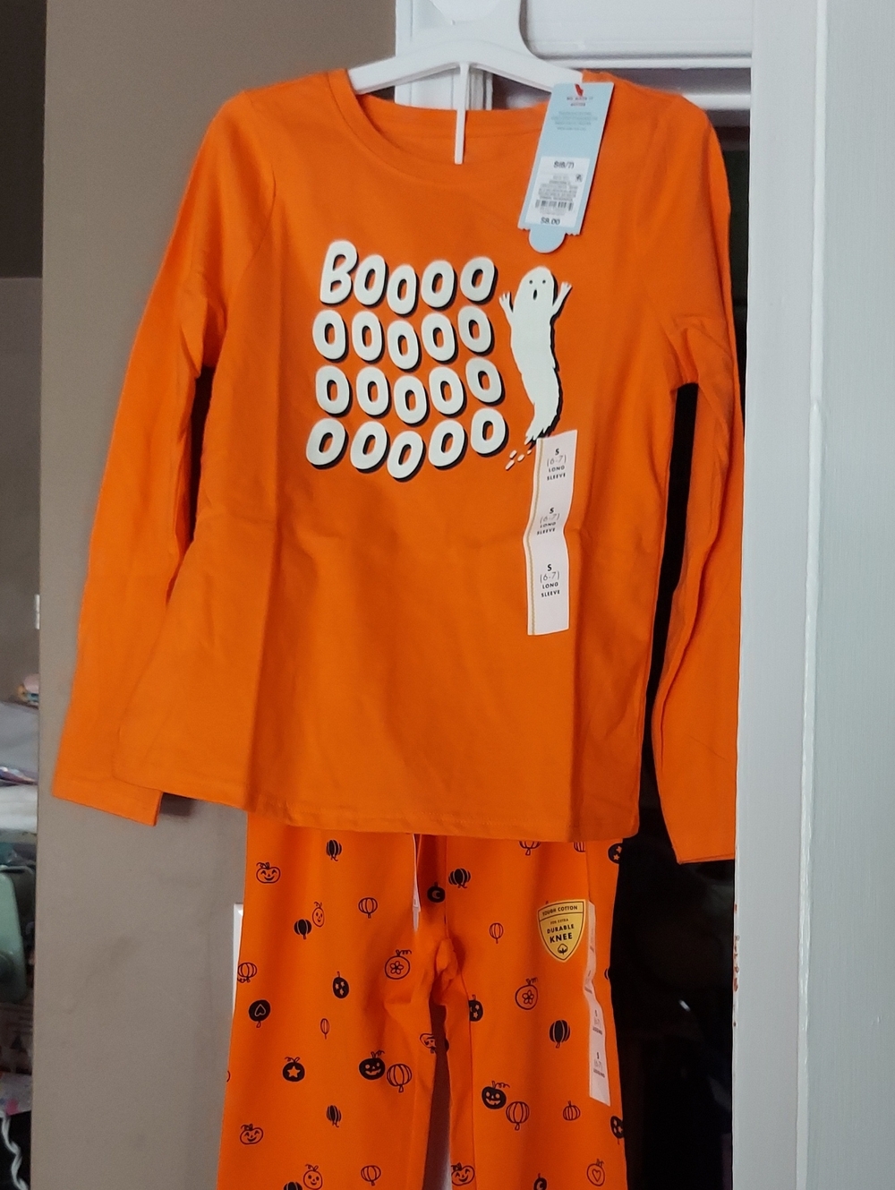 Cat N Jack Kids Orange Ghost 'Boooo' Shirt And Pants Set